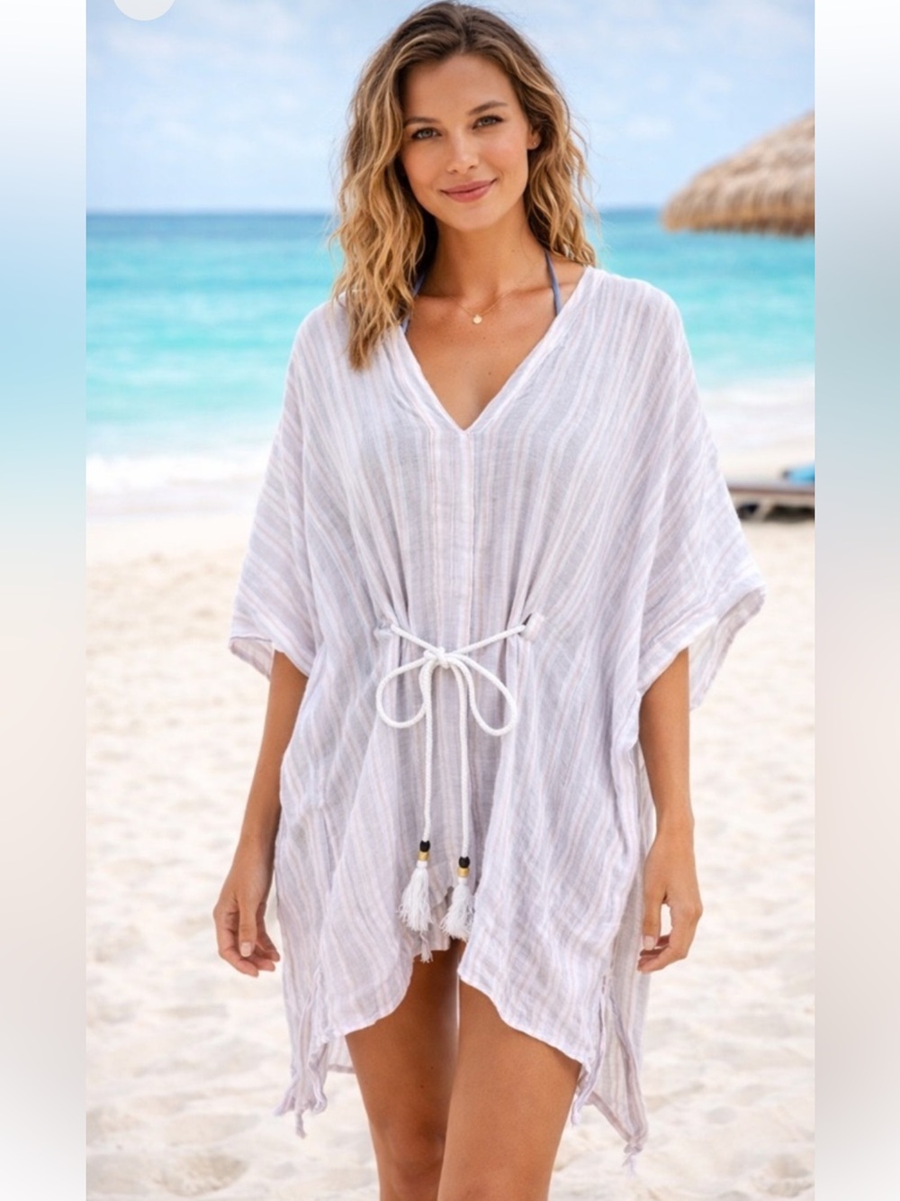 Joie Striped Linen Cover Up Size Small